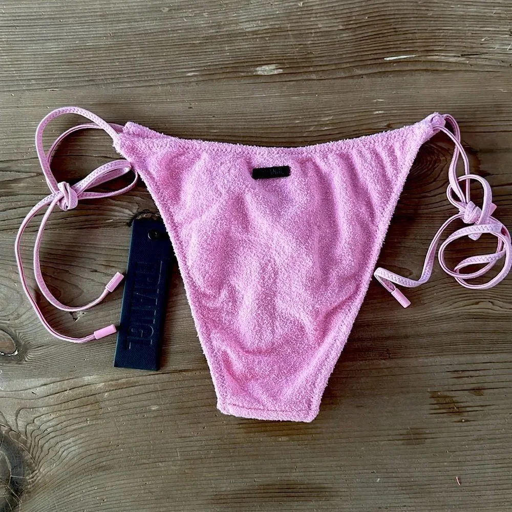 triangl swimwear Pink Terry Cloth Bandeau & Tie Bikini